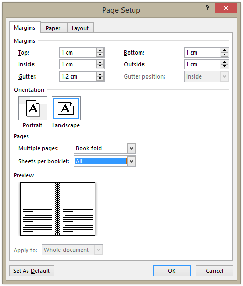 How to Print an A5 Booklet on A4 paper – Word 2013 – Dulpit Learns